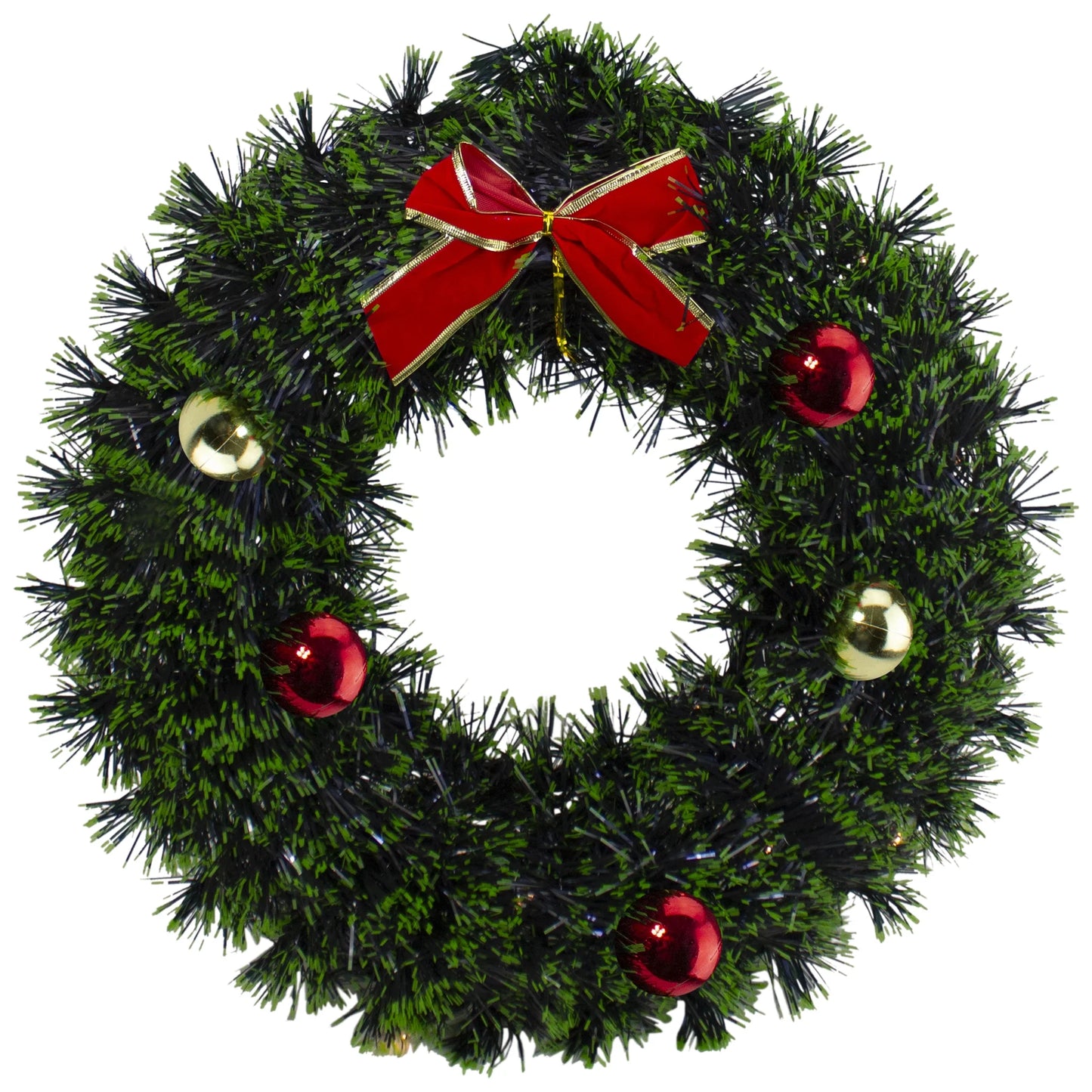 17-Inch Green Tinsel Artificial Christmas Wreath with Bow - Unlit